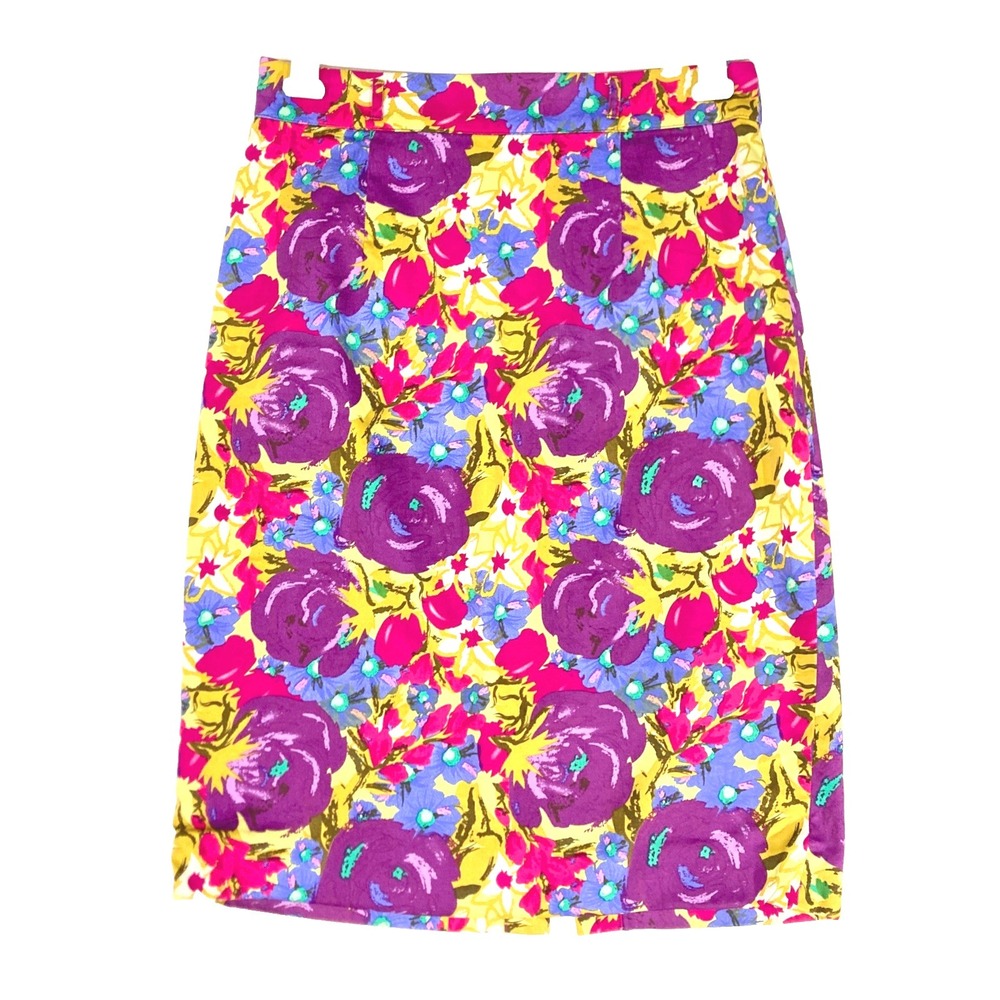 Twelve‎ by Twelve Maximalist Rave Multicolor Bold Pencil Skirt Womens S M 28 Vtg